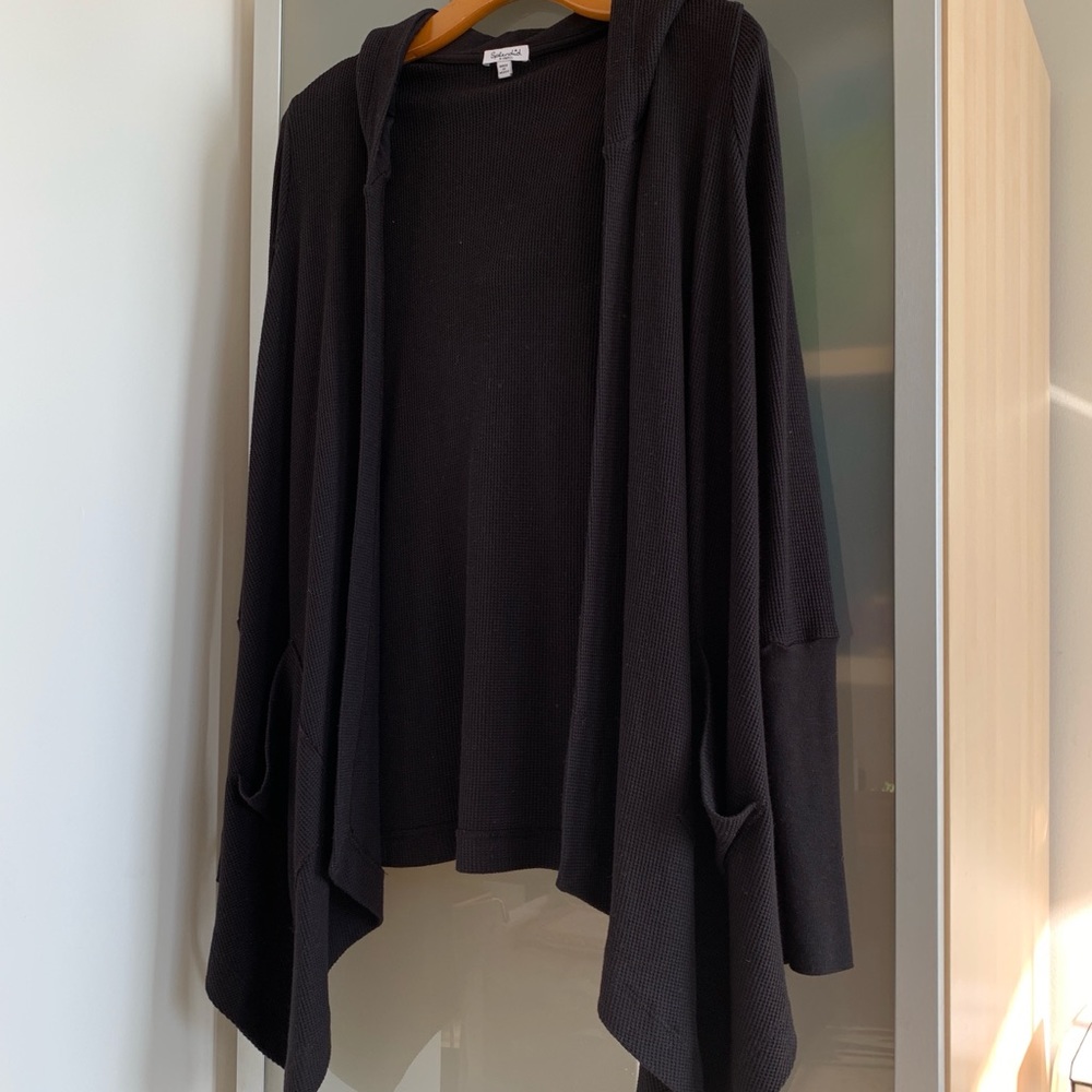 Splendid Hooded Open-Front Cardigan black xs